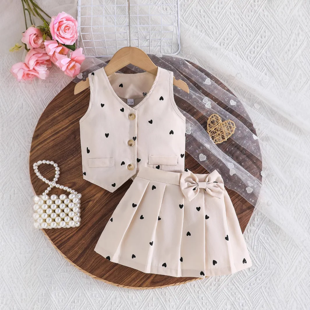 COMPLETS 2PIECES UNE JUPE PLISSEE + SON GILET. 6MOIS A 3ANS